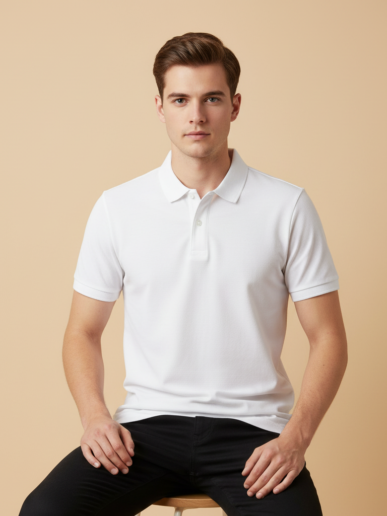 Azur Summer Polo Shirt For Men-White-SP1643