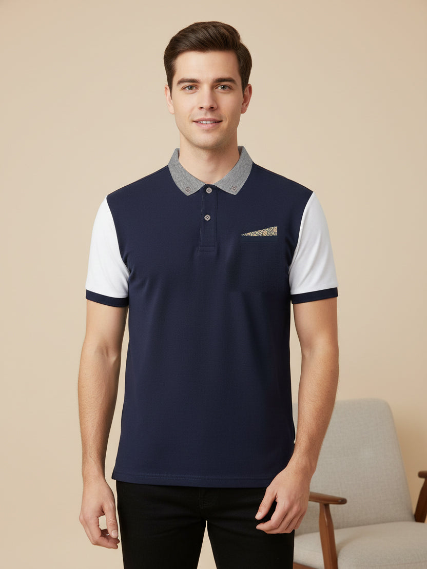 LV Summer Polo Shirt For Men-Navy & White-BE803/BR13044