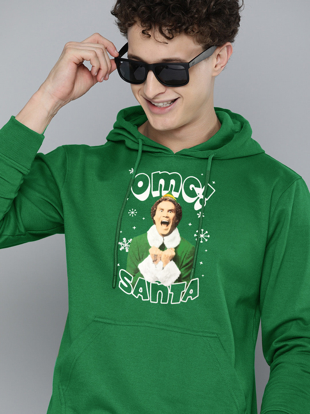 Next Fleece Pullover Hoodie For Men Green With Print SP327 BrandsEgo