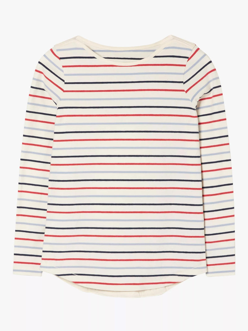 Nxt Long Sleeve Crew Neck Jersey Lycra Strech Blouse For Ladies-Off White With Stripes-RZ23