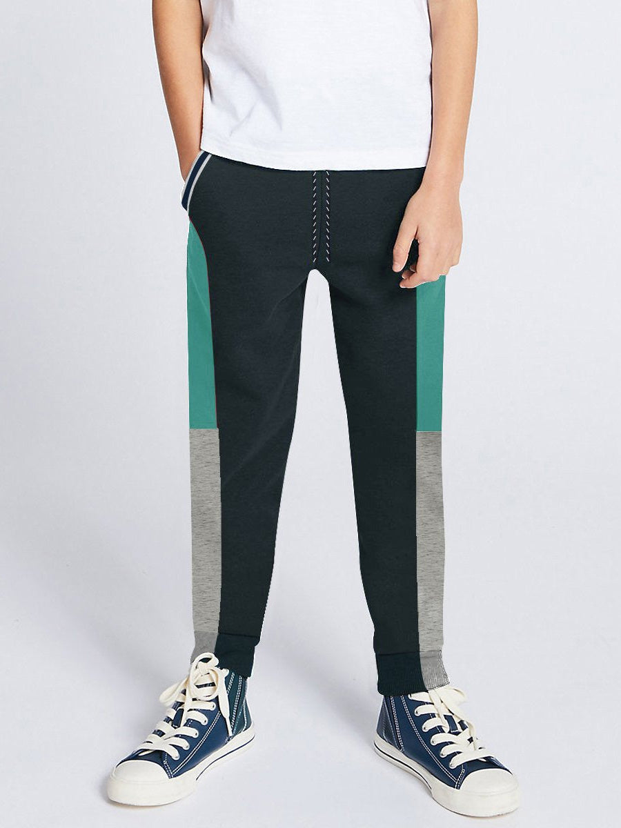 Next Single Jersey Trouser For Kids-Dark Slate Grey with Cyan Green & Grey Stripe-BE2012