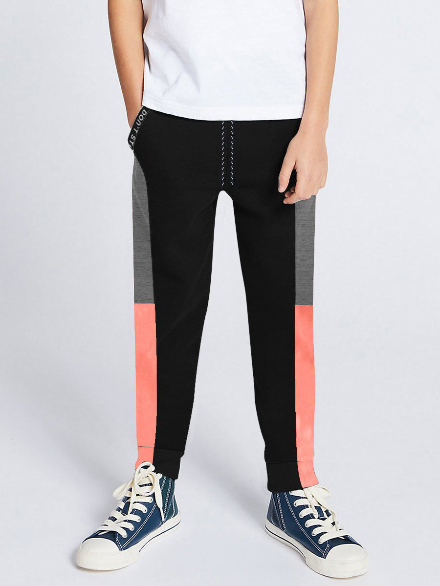 Next Slim Fit Jogger Trouser For Kids-Black with Dark Grey & Laim Pink Panels-SP2595