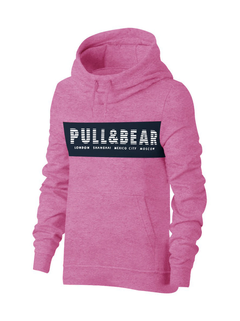 P&B Fleece Pullover Hoodie For Men-Magenta Melange With Navy Panel-SP733