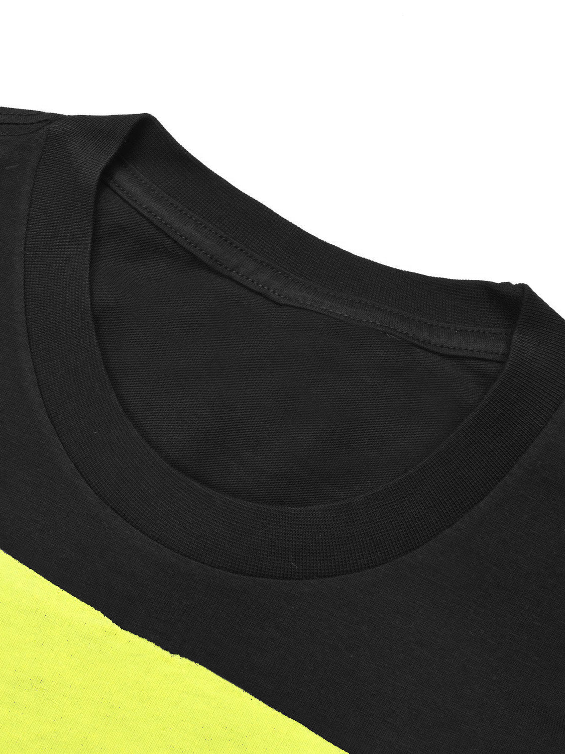 NK Crew Neck Single Jersey Tee Shirt For Kids-Black with Yellow Panels-SP2270