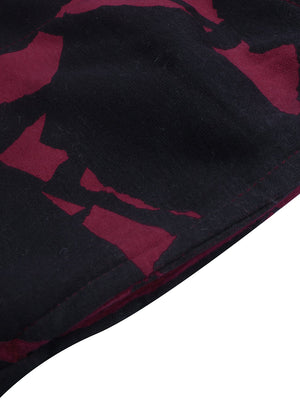 Nyc Polo Fleece Cap Sleeve Long Length Sweatshirt For Ladies-Black & Dark Pink-BE627
