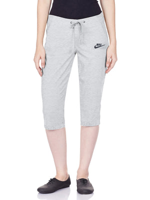 Nk Fleece Gathering Bottom Capri For Ladies-Grey Melange-SP577