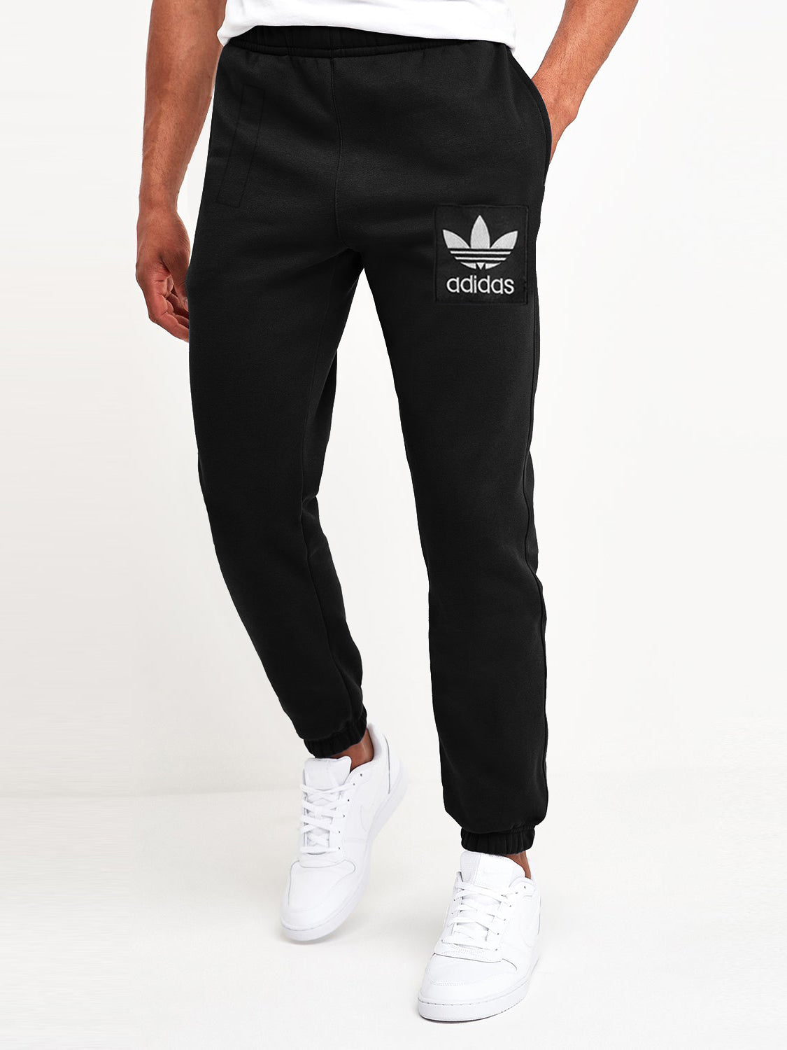Adidas Fleece Gathering Bottom Trouser For Men-Black-SP955