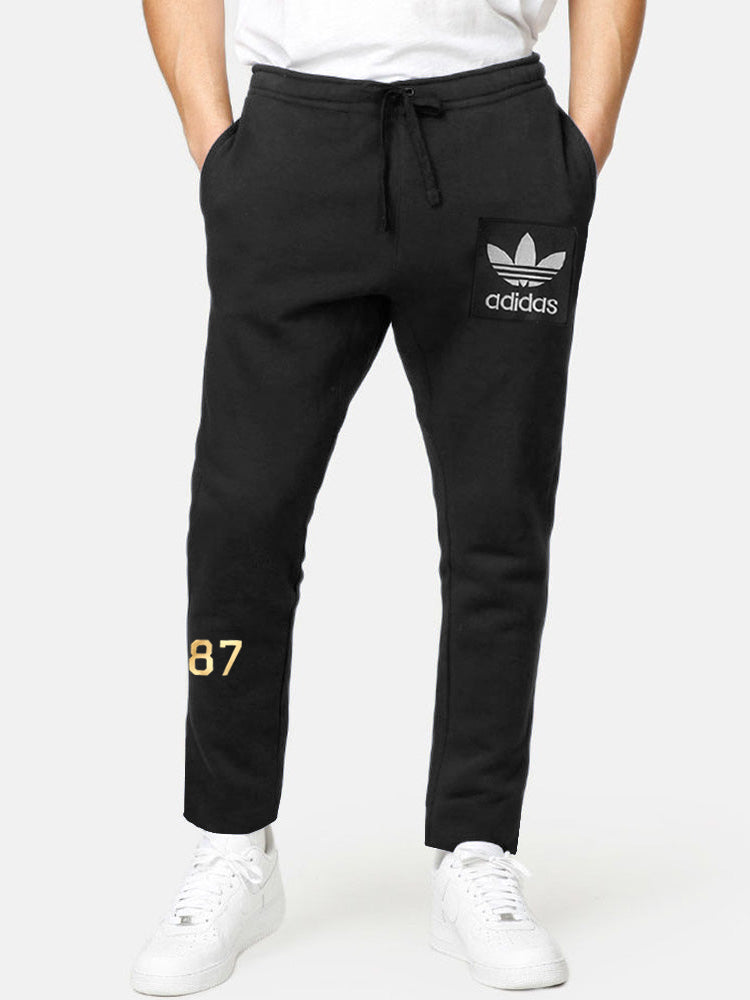 Adidas Fleece Straight Fit Trouser For Men-Black-SP851