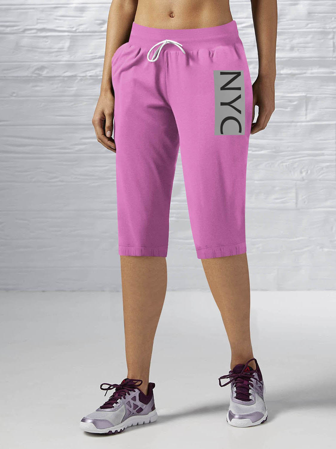NK Fleece Gathering Bottom Capri For Ladies-Pink-SP2014