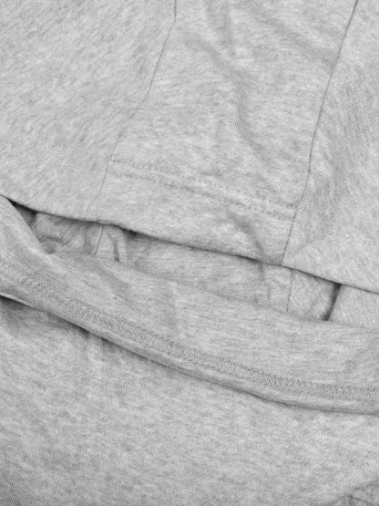 NK Fleece Funnel Neck Pullover Hoodie For Men-Grey Melange-SP393