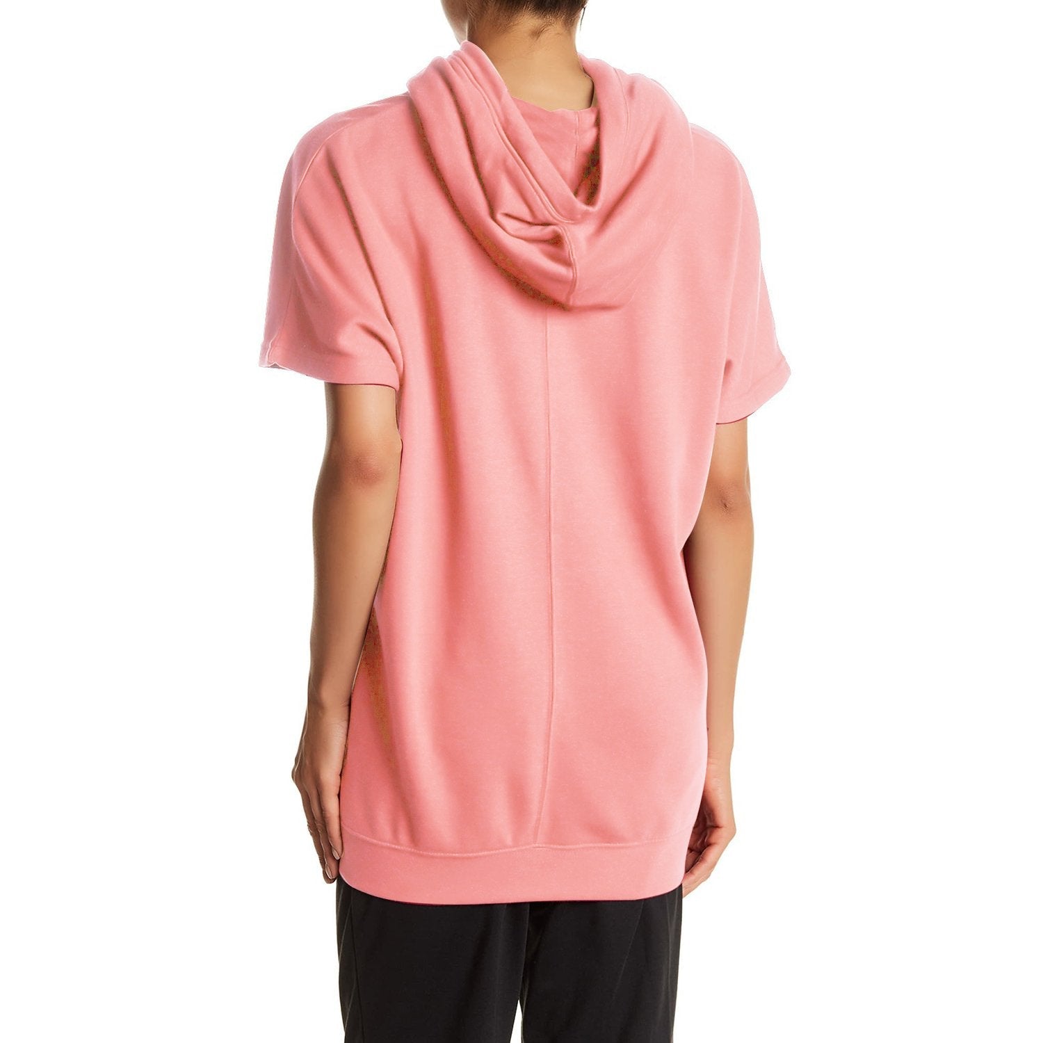 NK Fleece Short Sleeve Hoodie For Ladies-Light Pink-RT931