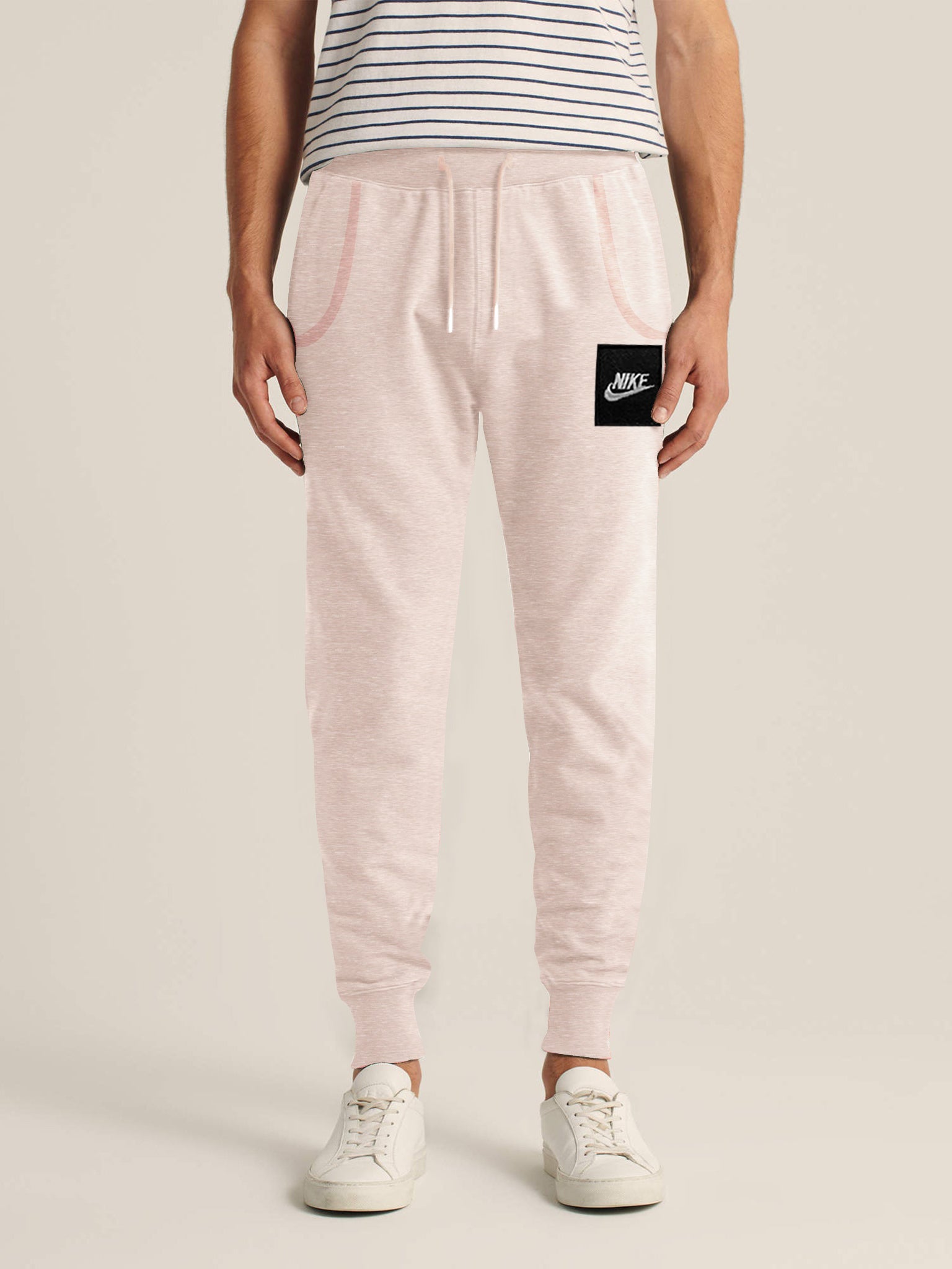 NK Fleece Slim Fit Trouser For Men-Light Pink Melange-SP575