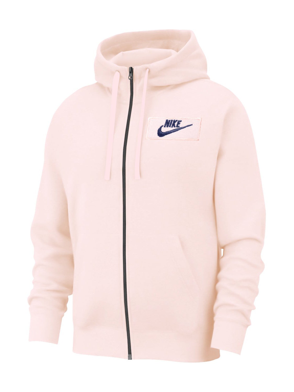 NK Fleece Zipper Hoodie For Men-Light Pink with Navy Embroidery-SP3316