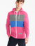 Nyc Polo Fleece Zipper Hoodie For Men-Pink with Panels-SP493