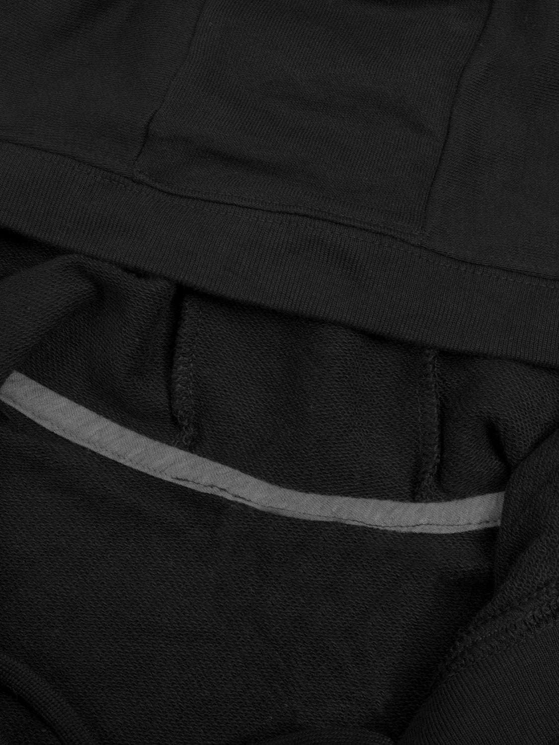 Nyc Polo Terry Fleece V Neck Laseup Hoodie For Ladies-Black-SP1552