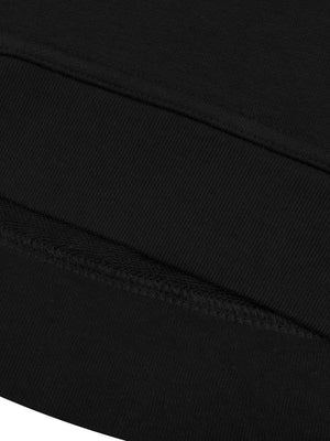 Nyc Polo Terry Fleece V Neck Laseup Hoodie For Ladies-Black-SP1552