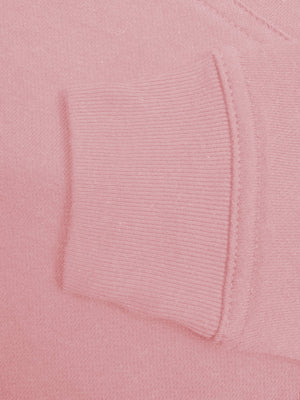 NK Terry Fleece Long V Neck Hoodie For Ladies-Light Pink-BE191