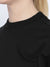NYC Polo Terry Fleece ES FT Crew Neck Solid Sweatshirt For Ladies-Black-SP1307