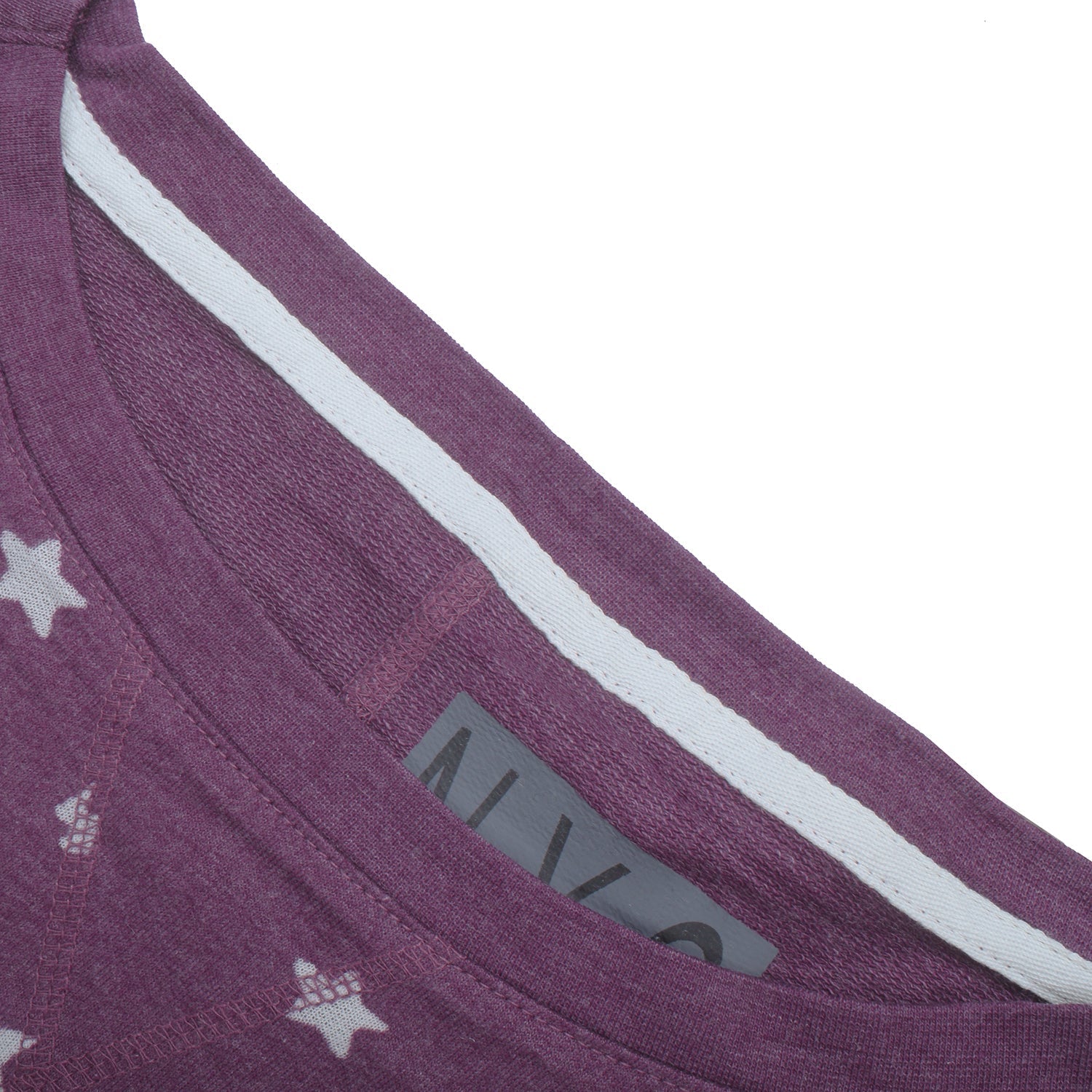 NYC Polo Terry Fleece Sweatshirt For Ladies-Magenta Melange with Stars Print-BE169/BR979