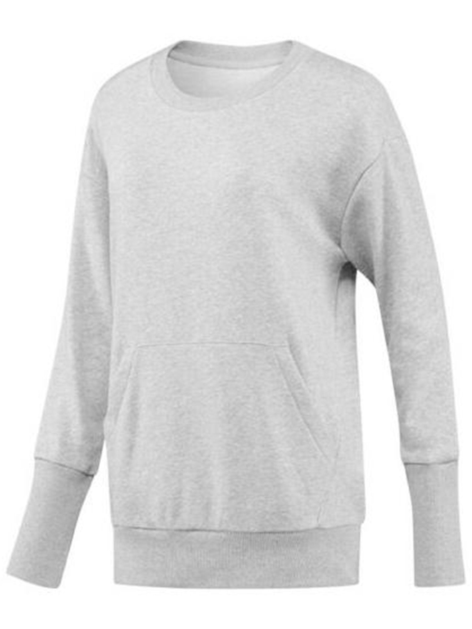 NYC Polo Terry Fleece Tunic Sweatshirt For Ladies-Grey Melange-RT900