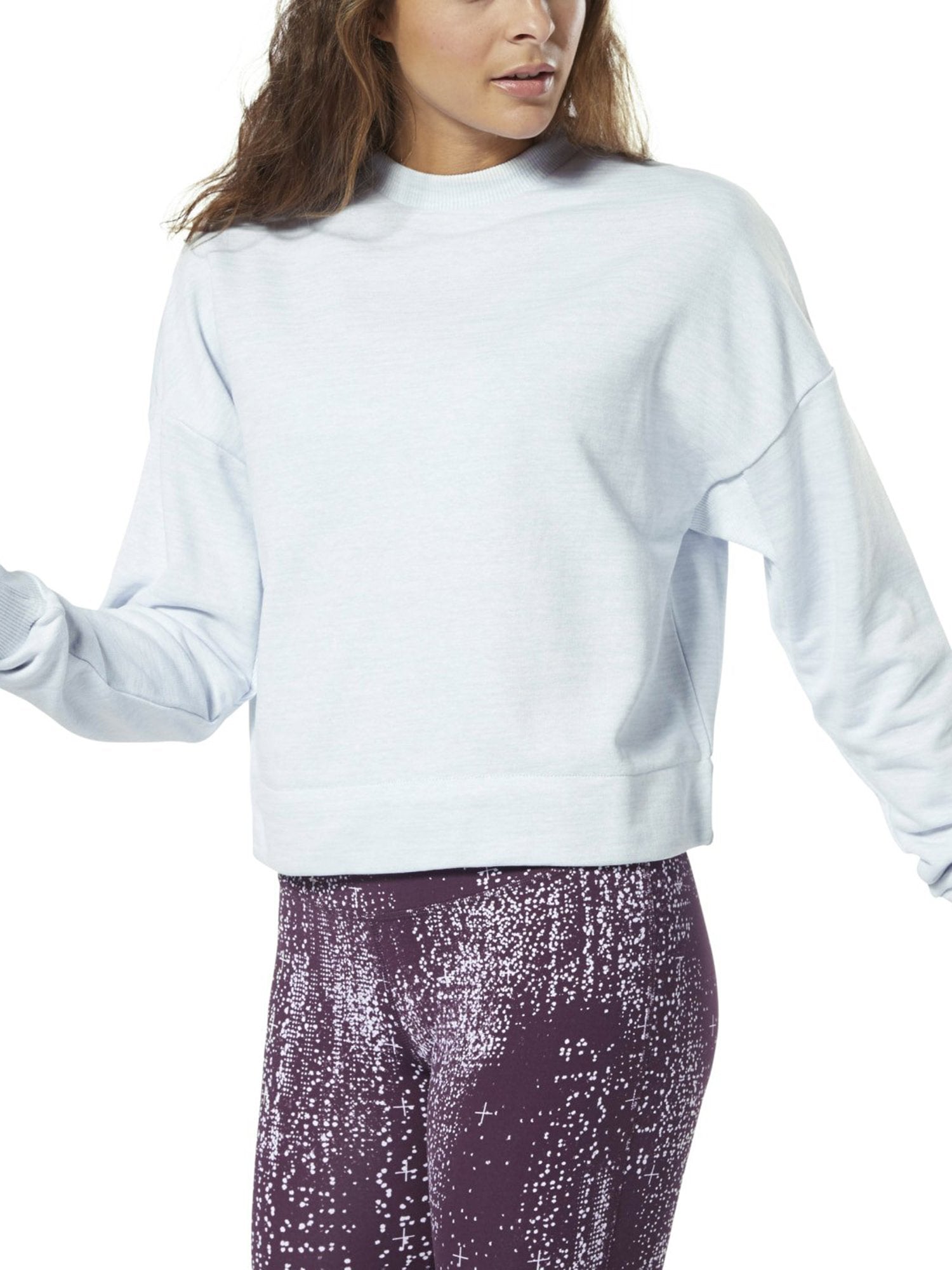 NYC Polo Training Essentials Marble Crew Sweatshirt For Ladies-Ice Mint Melange-BE168/BR978