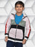 NXT Inner Fur Hood Fleece Full Zipper Hoodie For Kids-Light Pink with Blak Panel & Multi Stripes-BE2415/BR14479