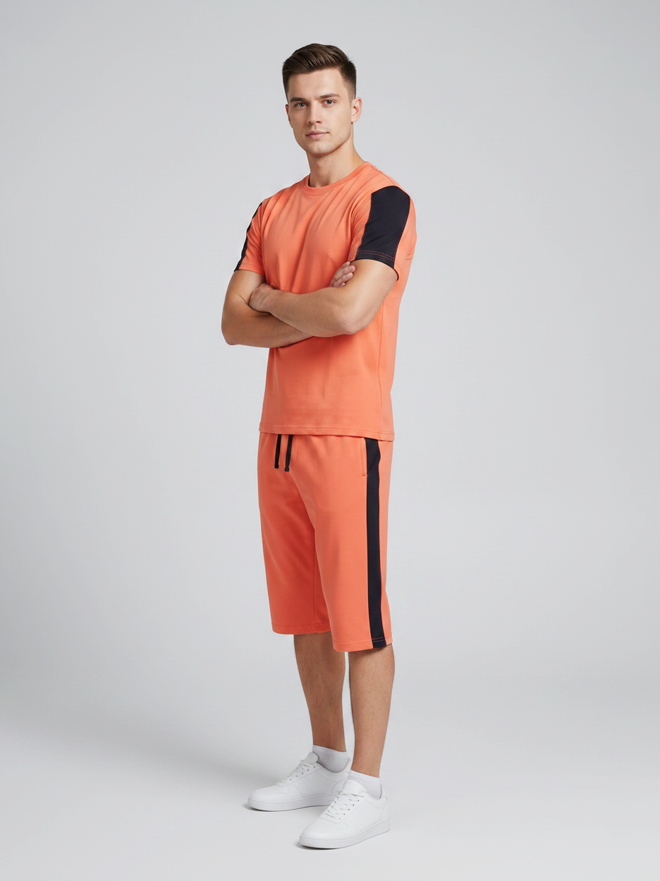 Summer Co Ord Set For Men-Light Orange-BE5453