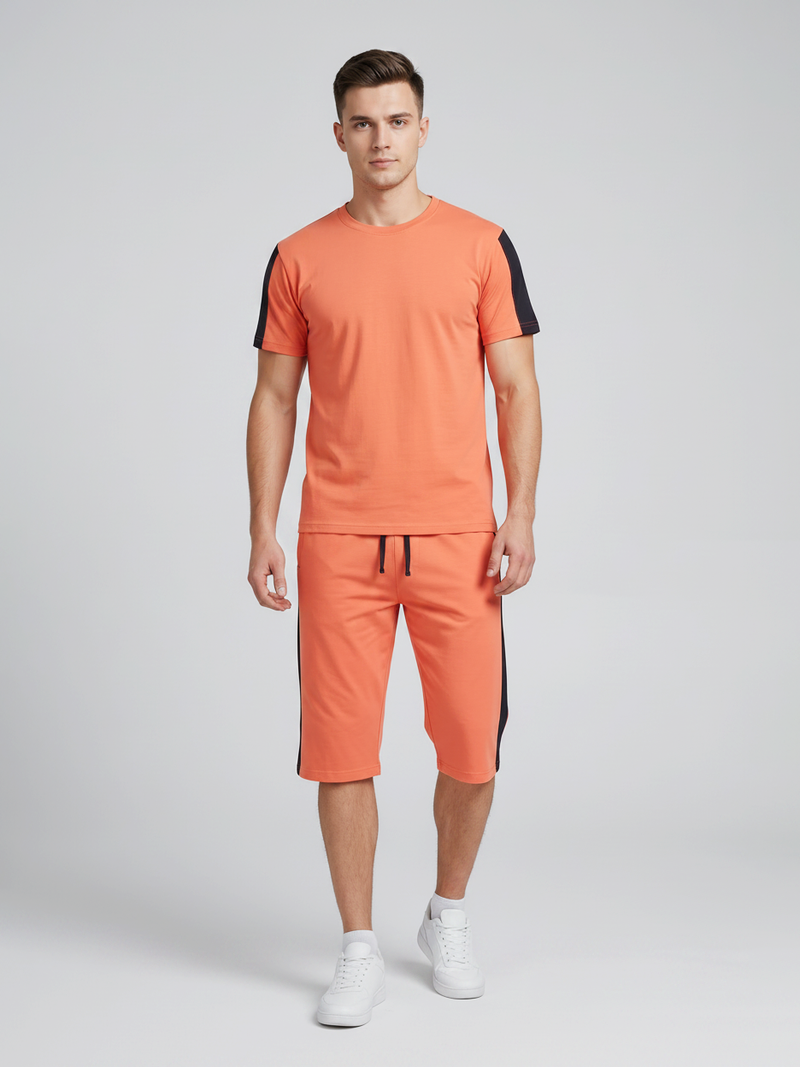 Summer Co Ord Set For Men-Light Orange-BE5453