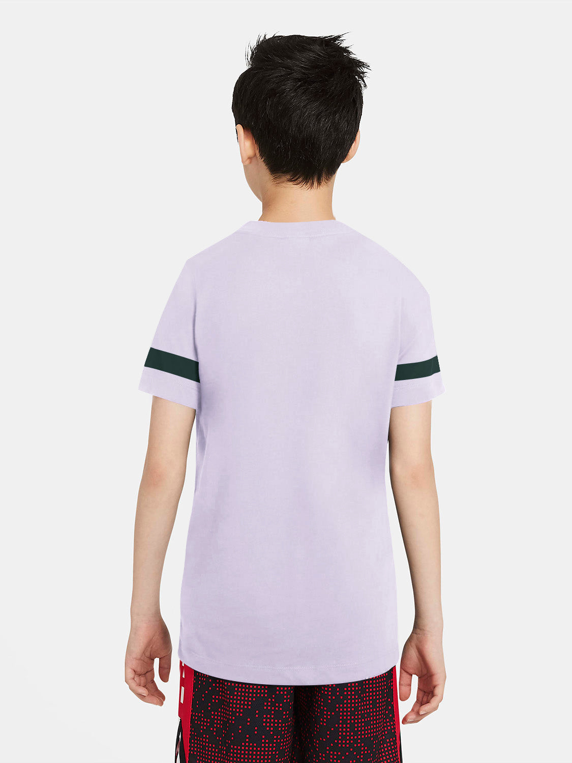 P&B Crew Neck Single Jersey Tee Shirt For Kids-Light Purple & Navy Panel-SP2190