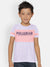 P&B Crew Neck Single Jersey Tee Shirt For Kids-Light Purple Faded & Pink Panel-SP2196