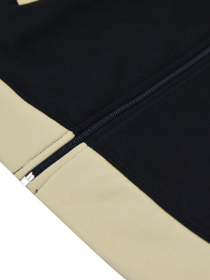P&B Sleeveless Mock Neck Zipper Jacket For Men-Black & Skin-BE516/BR1793