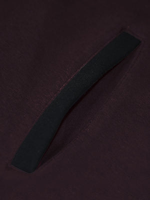 P&B Sleeveless Mock Neck Zipper Jacket For Men-Dark Scarlet with Black-BE508