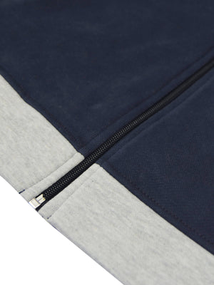 P&B Sleeveless Mock Neck Zipper Jacket For Men-Navy & Grey Melange-BE514/BR1791