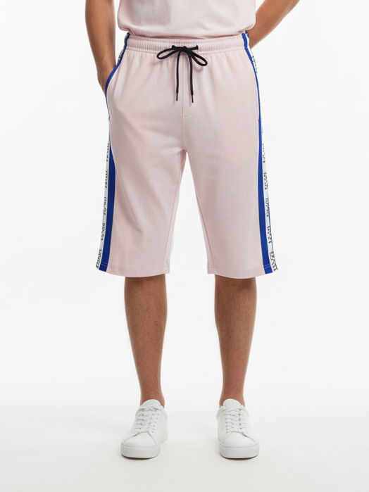 MAN Single Jersey Lounge Short For Men-Pink with Stripe-SP1790