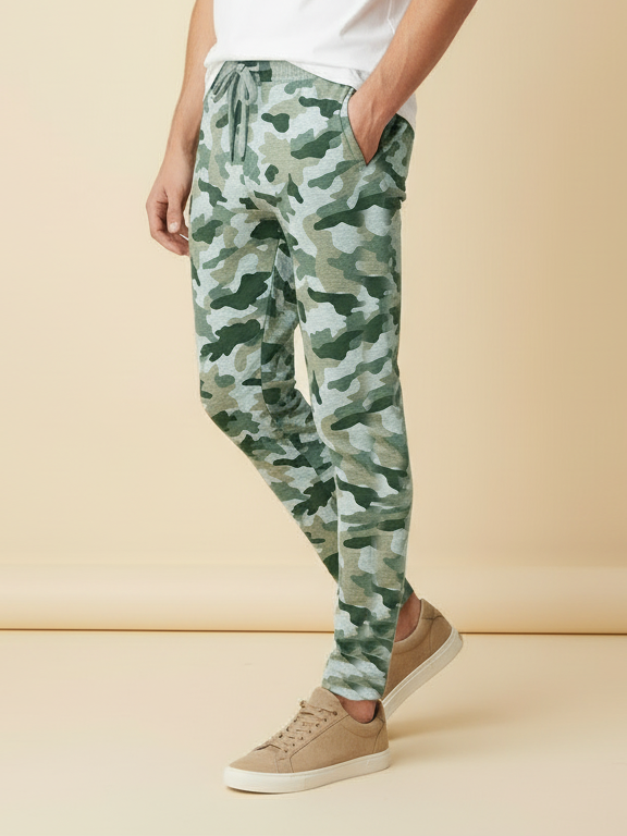 Louis Vicaci Slim Fit Single Jersey Trouser For Men-Camouflage-RT1968