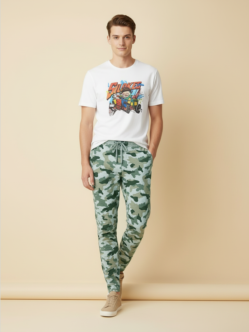 Louis Vicaci Slim Fit Single Jersey Trouser For Men-Camouflage-RT1968