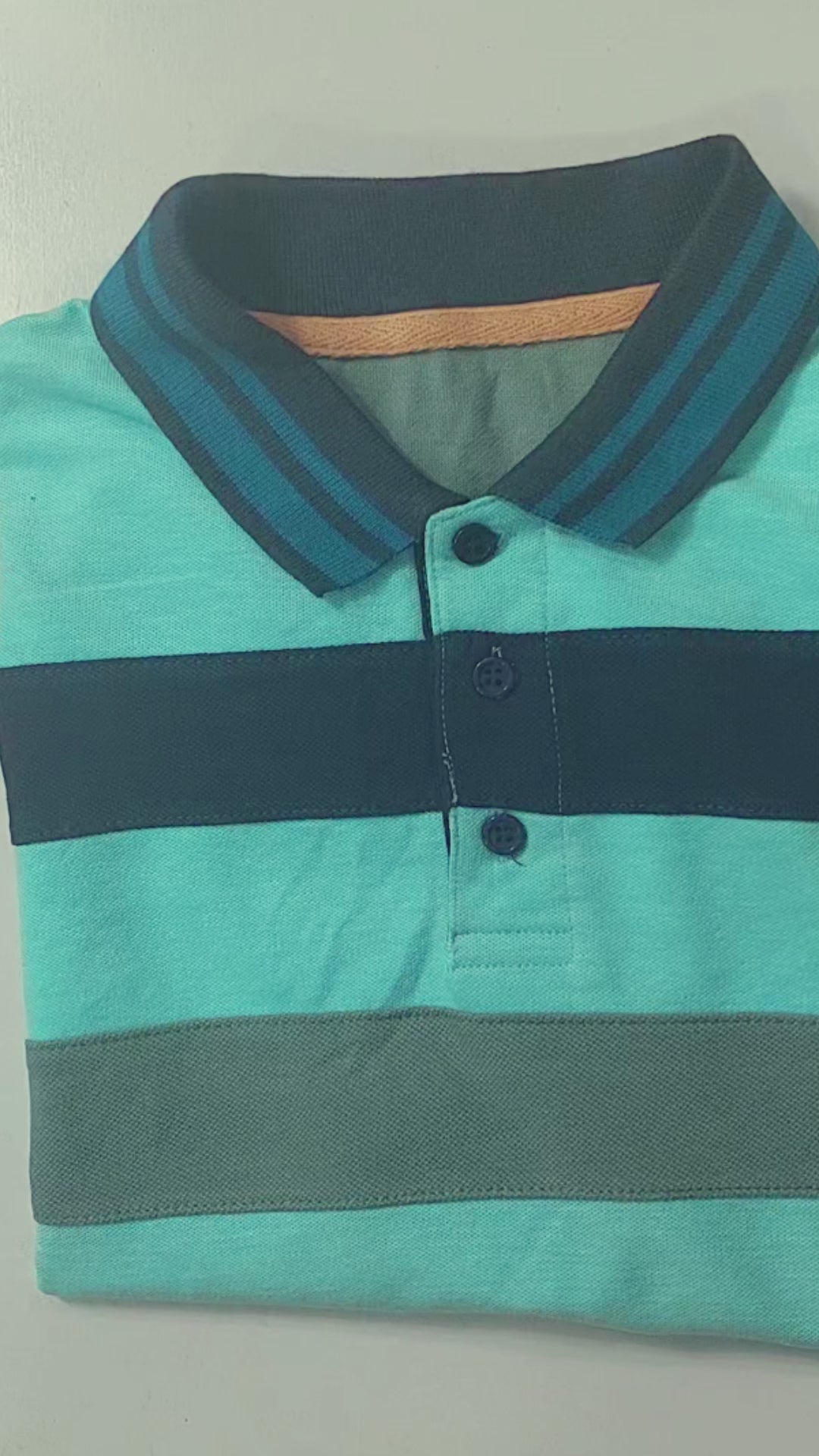 NXT Summer Polo Shirt For Men-Cyan Blue With Stripes-SP1521/RT2356