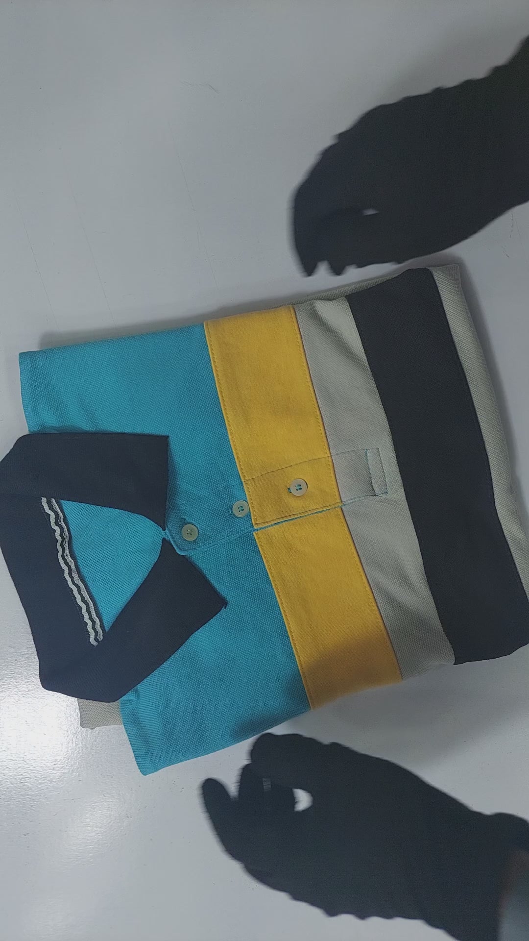 NXT Summer Polo Shirt For Men-Grey with Black, Yellow & Sky Stripe-BE740/BR12990