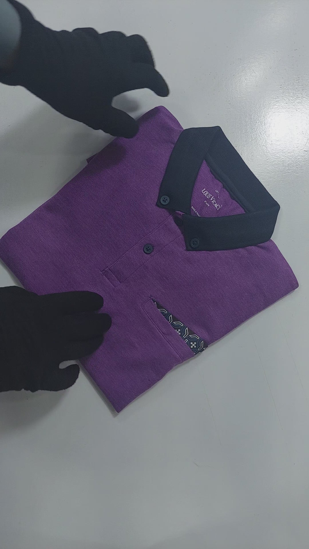 LV Summer Polo Shirt For Men-Purple Blue with Navy-BE773/BR13020