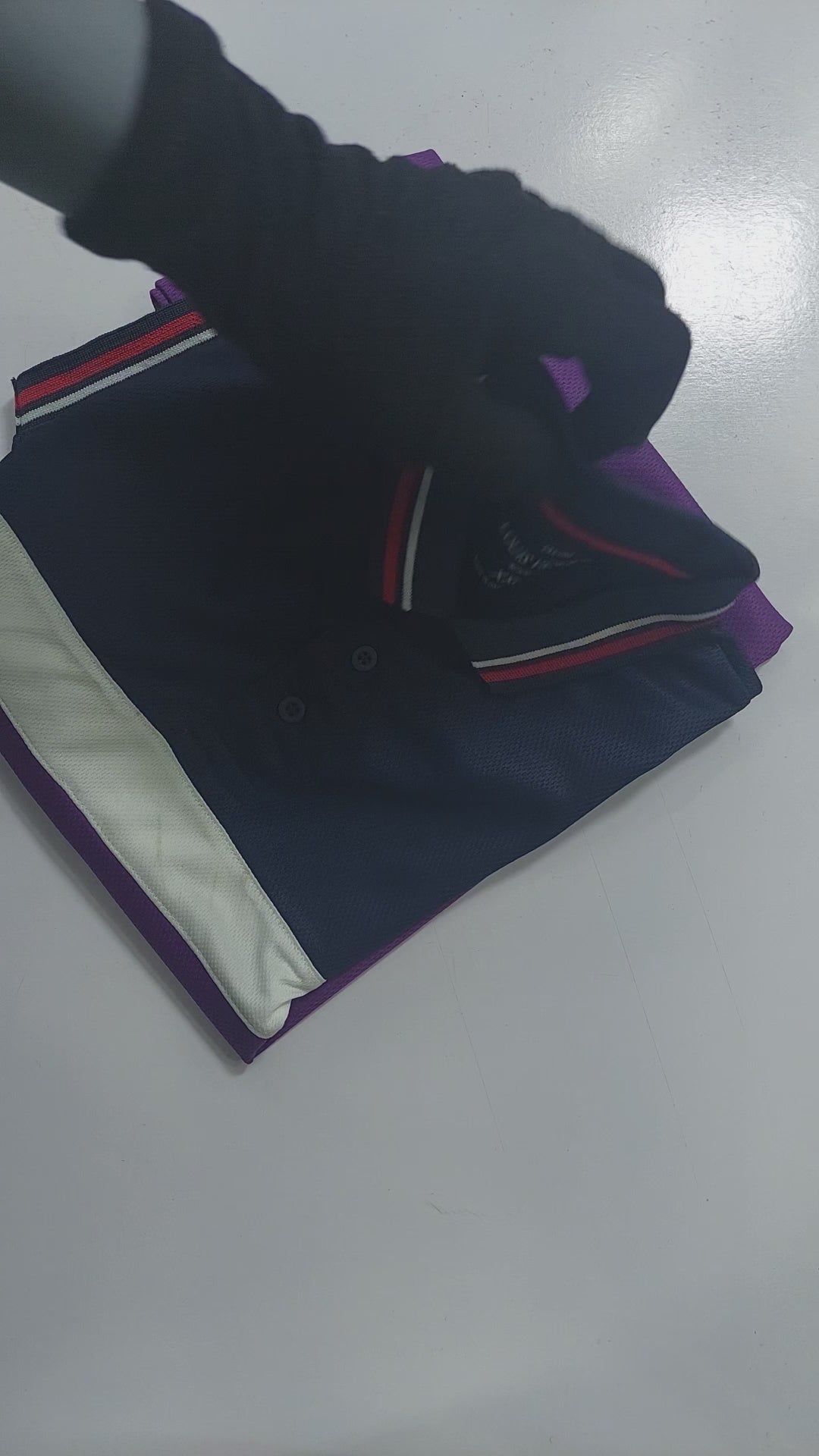 LV Summer Dry Fit Polo Shirt For Men-Dark Purple with Navy & White Stripe-BE1696/BR13911