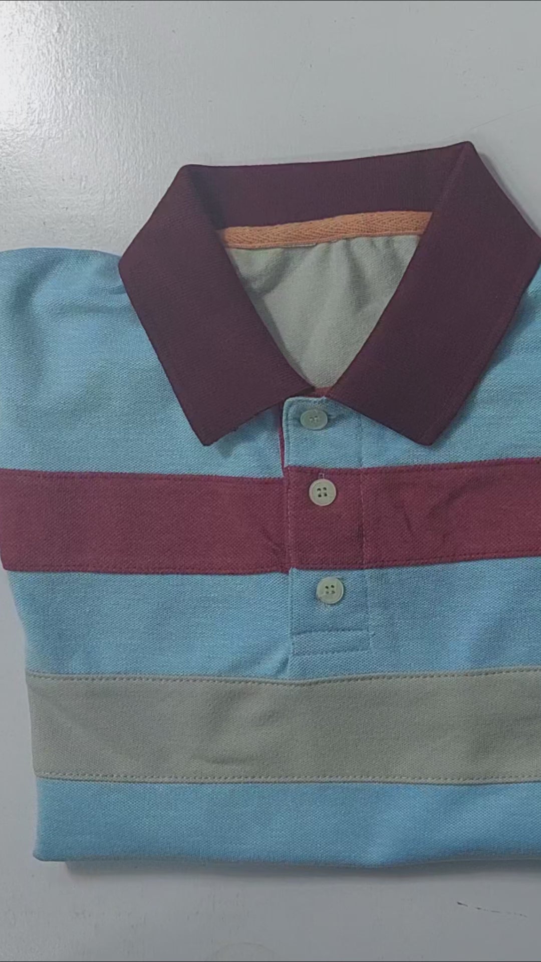 NXT Summer Polo Shirt For Men-Blue Melange with Maroon & Grey Stripe-SP1453/RT2341