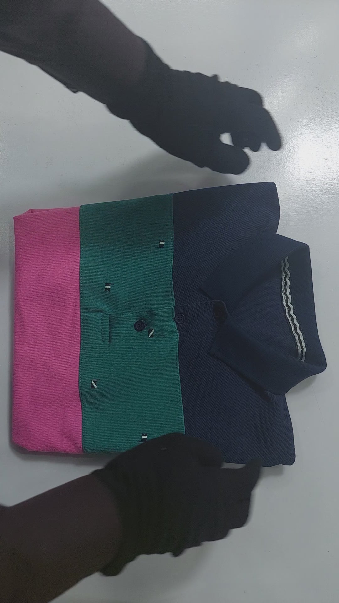 NXT Summer Polo Shirt For Men-Pink with Navy & Green-BE685/BR12938