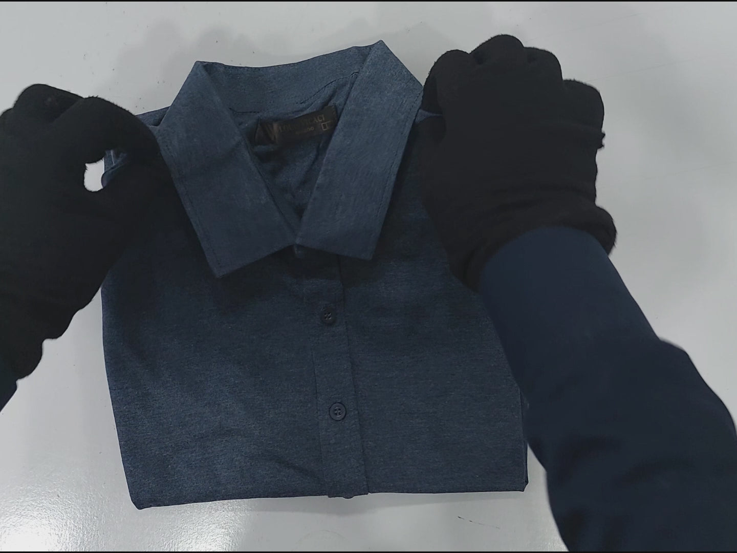 Louis Vicaci Super Stretchy Slim Fit Long Sleeve Summer Formal Casual Shirt For Men-Navy Melange-BR541