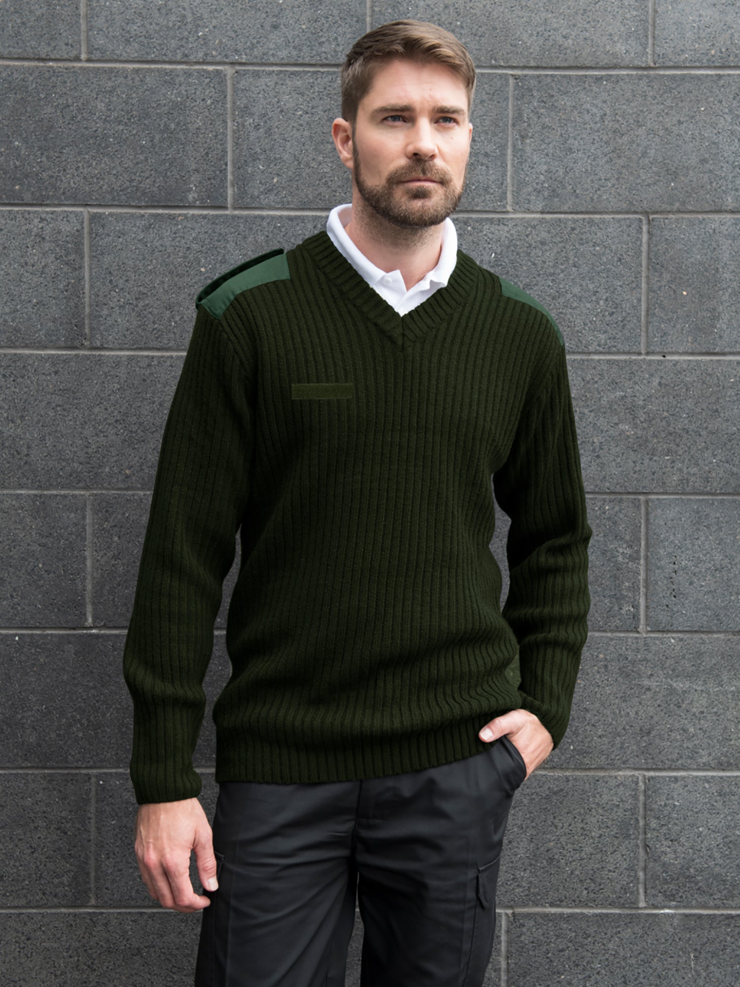 Full Fashion V Neck Wool Sweatshirt For Men-Green-SP1137/RT2271