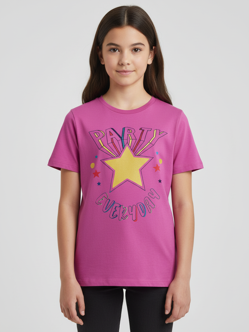 Louis Vicaci Single Jersey Tee Shirt For Kids-Magenta-BE843/BR13082