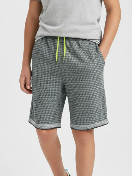Next Single Jersey Short For Kids-Green Check-BR13455