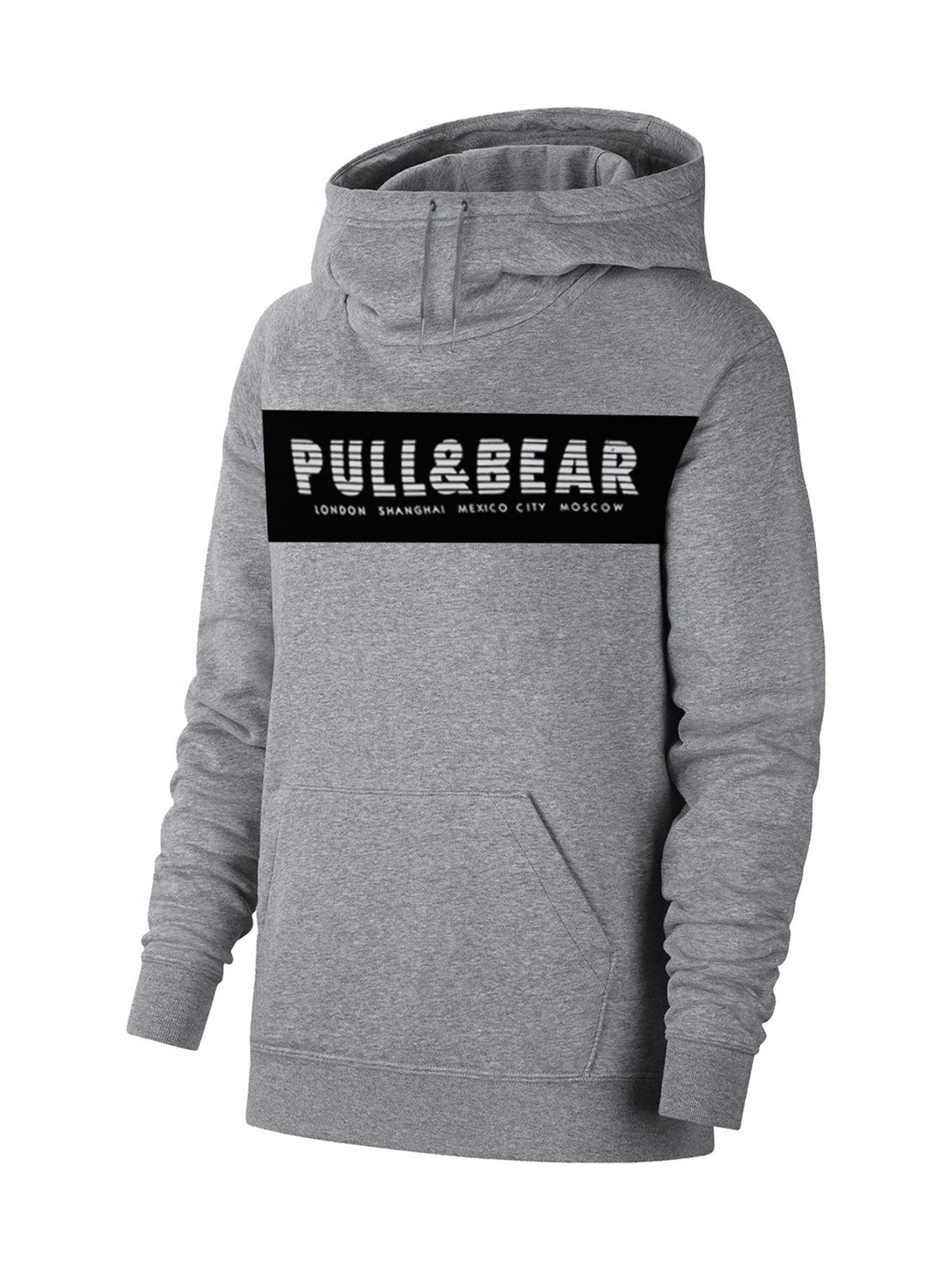 P&B Fleece Pullover Hoodie For Men-Charcoal Melange With Black Panel-SP634