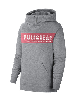 P&B Fleece Pullover Hoodie For Men-Charcoal Melange With Pink Panel-SP639/RT2158