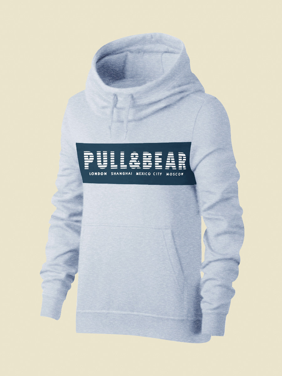 P&B Fleece Pullover Hoodie For Men-Light Purple Melange With Purssian Blue Panel-SP730