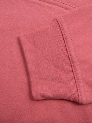 P&B Fleece Pullover Hoodie For Men-Dark Pink Melange With Prussian Blue Panel-SP636/RT2157